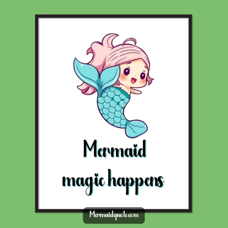 Funny Mermaid Tail Poster: Joyful Fantasy Wall Art with Shimmering Scales Gift