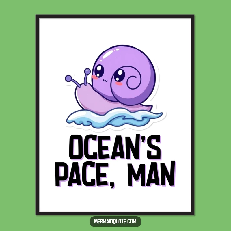 Funny Purple Sea Snail Poster - Bubbly Eyes Wave Art, Quirky Funny Gift