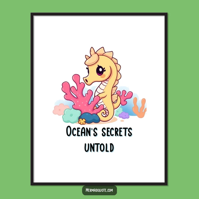 Funny Seahorse Coral Peek Poster: Vibrant Ocean Art, Perfect Funny Gift