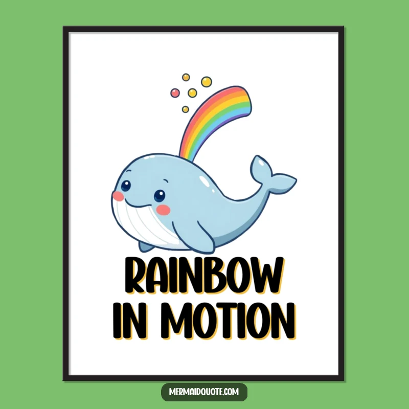 Funny Whale Rainbow Art Poster: Spout Wall Decor Gift for Joy