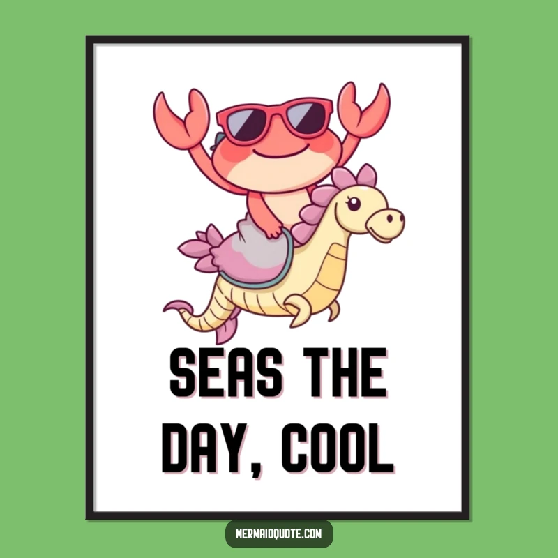 Funny Crab Poster: Vibrant Ocean Scene Art, a Whimsical Funny Gift!