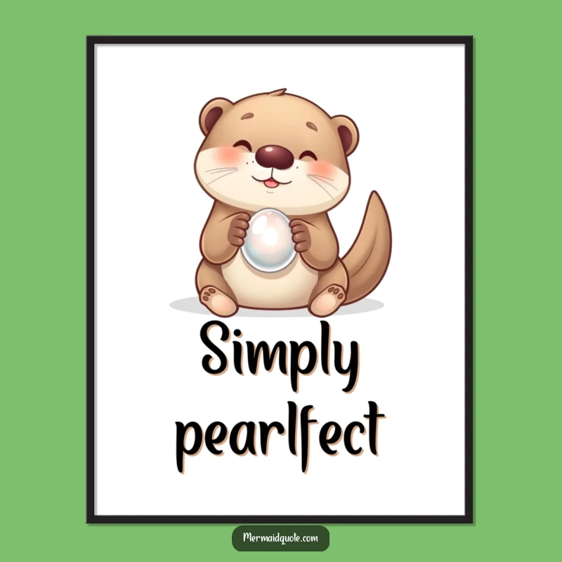 Funny Otter & Pearl Poster - Whimsical Wall Art & Delightful Gift Decor