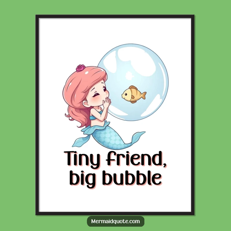 Funny Mermaid Bubble Fish Poster - Whimsical Wall Art & Hilarious Gift