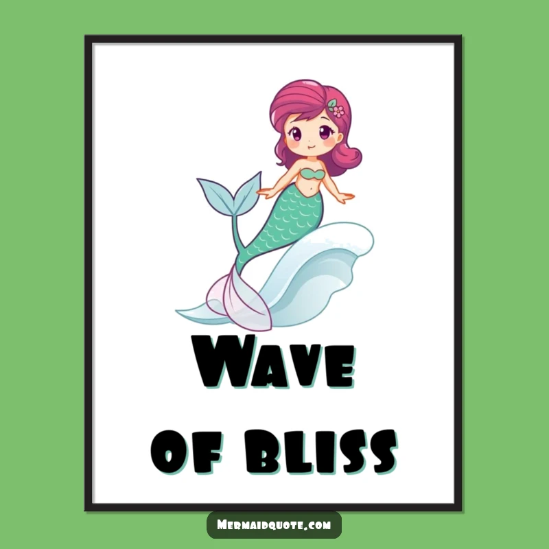 Funny Mermaid Wave Rider Poster - Joyful Ocean Wall Art Gift