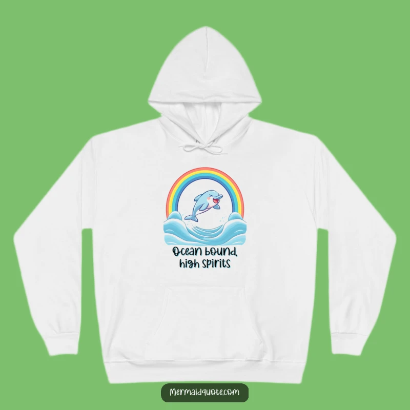Cozy Funny Dolphin Rainbow Hoodie: Stay Warm with Laughing Ocean Vibes