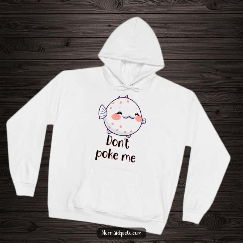 Funny Pufferfish Blushing Hoodie: Cozy hoodie featuring a shy pufferfish inflating slightly with a sparkling blush, perfect for sweet comfort.