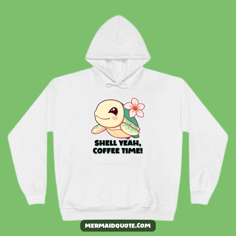 Funny Winking Sea Turtle Hoodie: Cozy Swimmer with Flower, Perfect Funny Gift