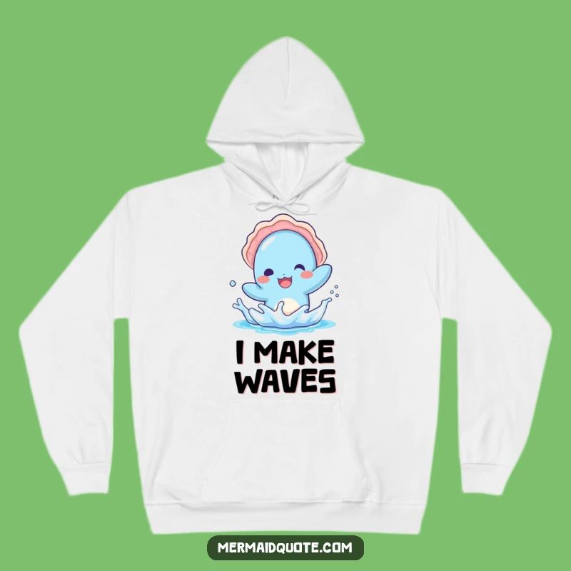 Cozy Funny Kawaii Blue Creature Hoodie - Warm Seashell Splash Fun