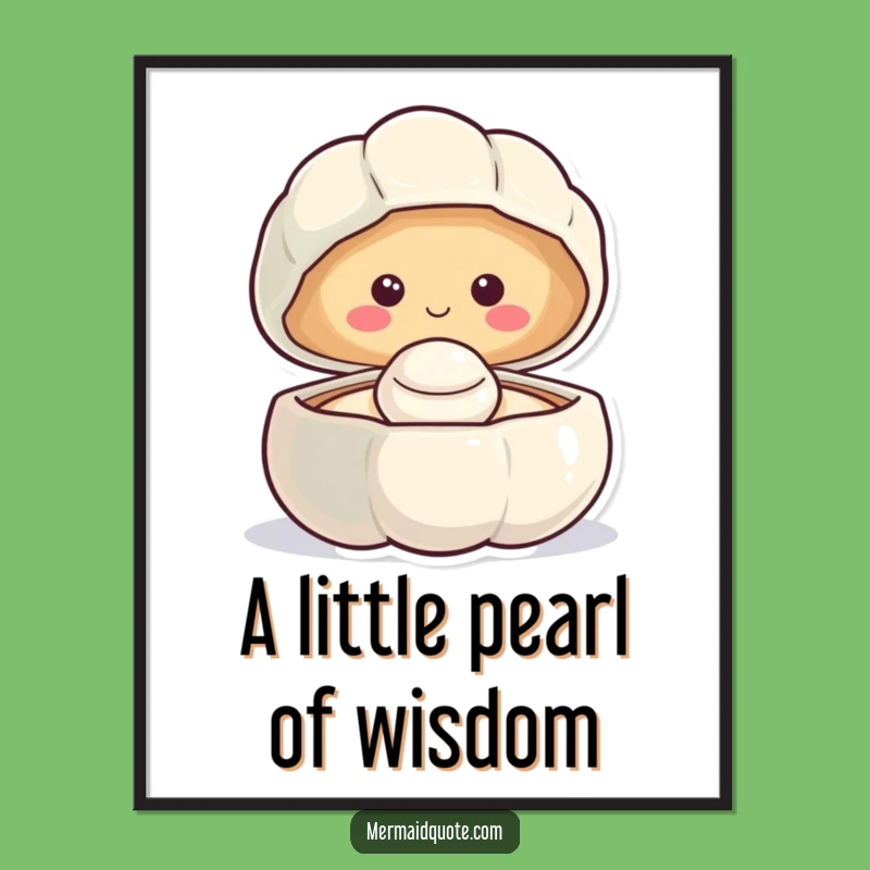 Funny Free Printable Wall Art: Smiling Clam & Pearl - Downloadable Decor