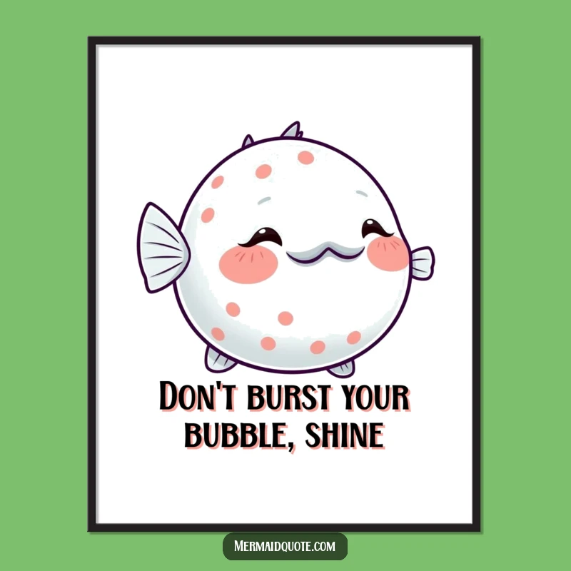 Free Printable Pufferfish Wall Art - Shy Sparkling Blush Scene Download