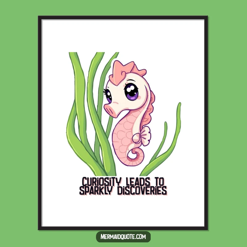 Free Printable Wall Art: Curious Seahorse Sparkle Underwater Funny Downloadable Decor