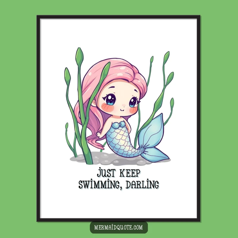 Free Printable Wall Art: Funny Mermaid Peek Undersea Decor