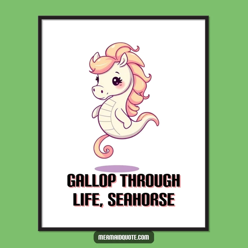 Free Printable Wall Art: Joyful Seahorse Galloping, Amusing Downloadable Decor