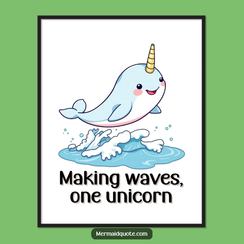 Free Printable Wall Art: Kawaii Narwhal Leaping Download for Ocean Decor