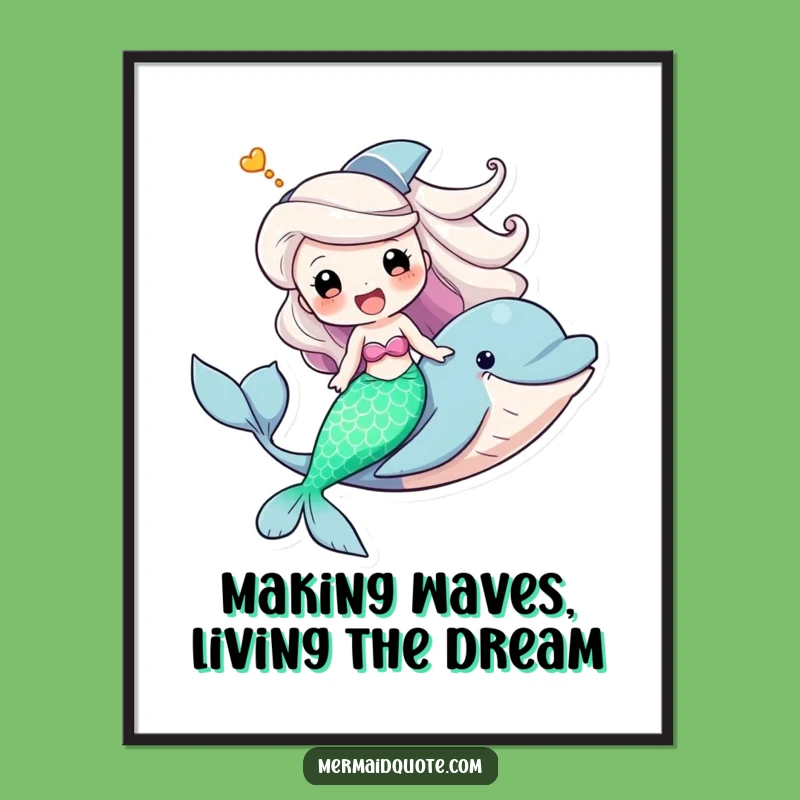Free Printable Wall Art: Playful Mermaid Dolphin Grin Funny Downloadable Art
