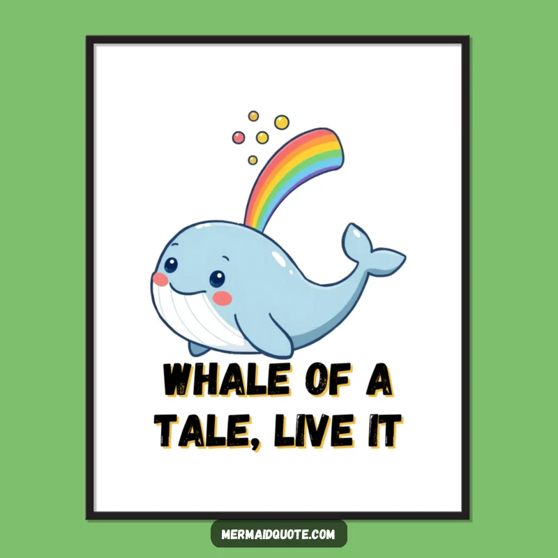 Free Printable Wall Art: Smiling Whale Rainbow, Whimsical Downloadable Decor