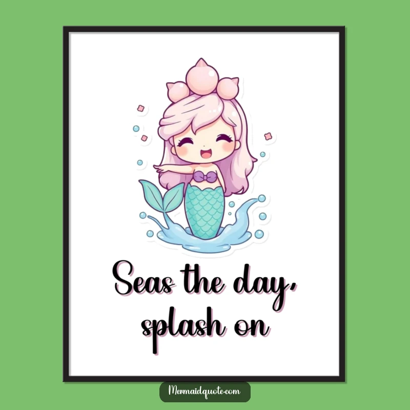Funny Free Printable Mermaid Splash Wall Art - Whimsical Playful Downloadable Decor