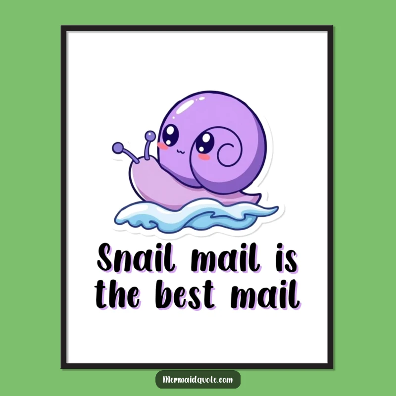 Funny Free Printable Wall Art: Bubbly Sea Snail Surfs a Wave! Hilarious Downloadable Art