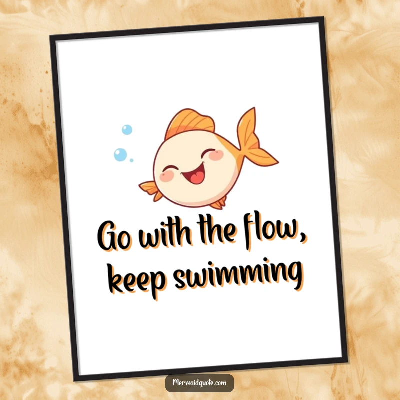 Funny Free Printable Wall Art: A fish joyfully swims in a loop, surrounded by effervescent bubbles, creating a cheerful vibe.