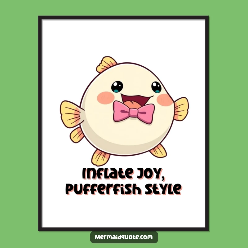 Free Printable Wall Art: Pufferfish Bow Tie, Humorous Downloadable Decor
