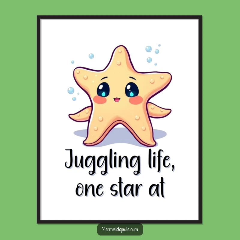 Free Printable Wall Art: Starfish Juggling Pearls Download for Whimsical Decor