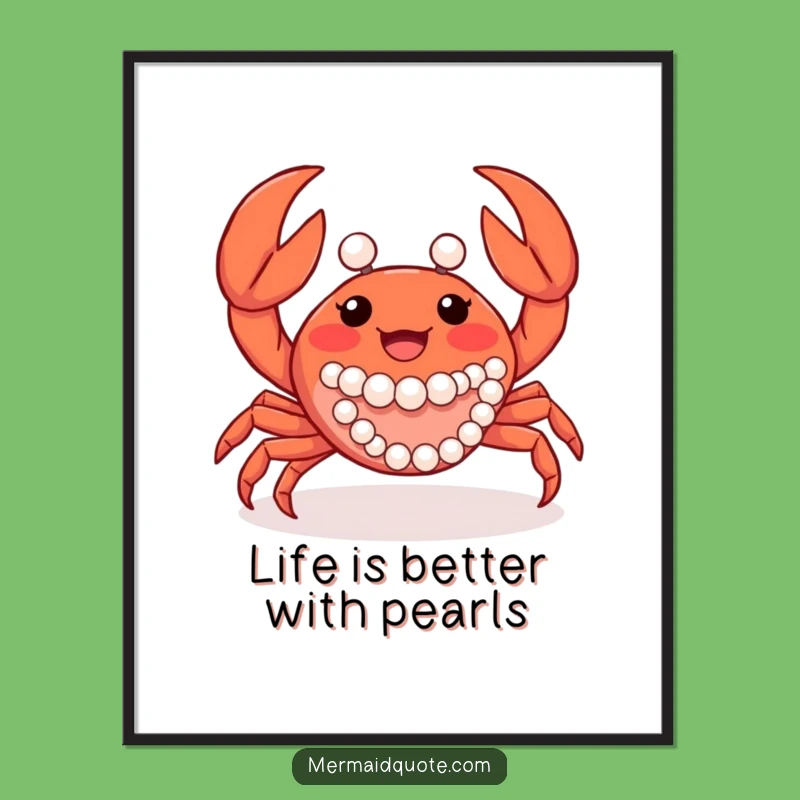 Funny Free Printable Wall Art: Pearly Crab Waving! Quirky Downloadable Art