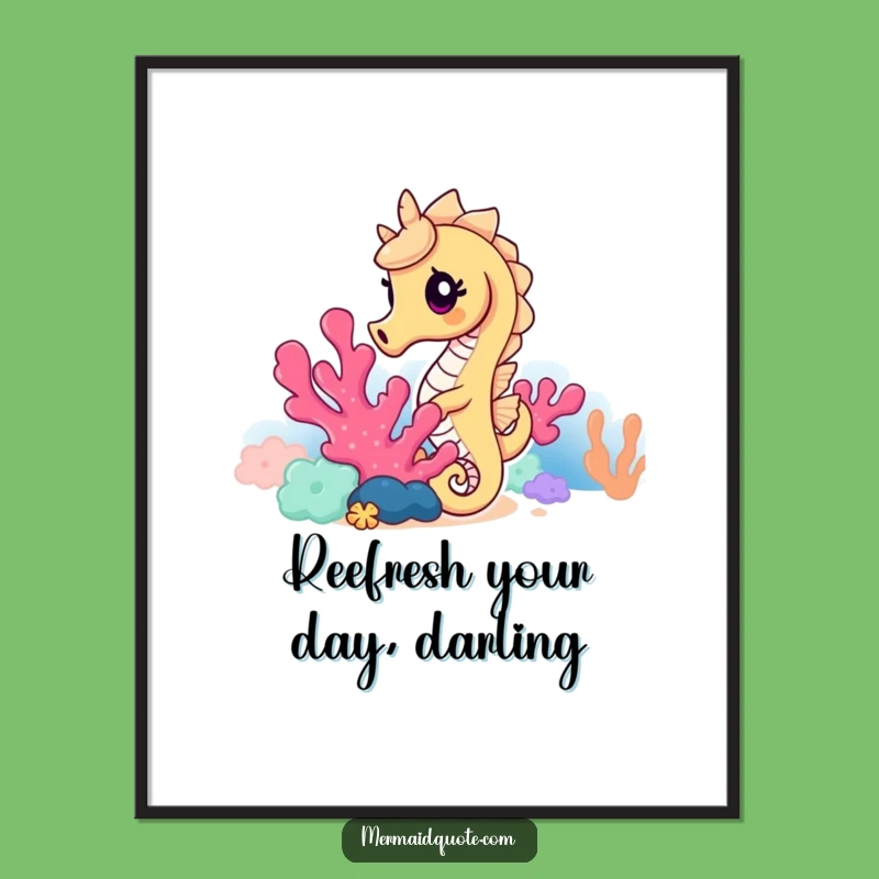 Funny Free Printable Wall Art: Curious Seahorse Peeking - Downloadable Decor