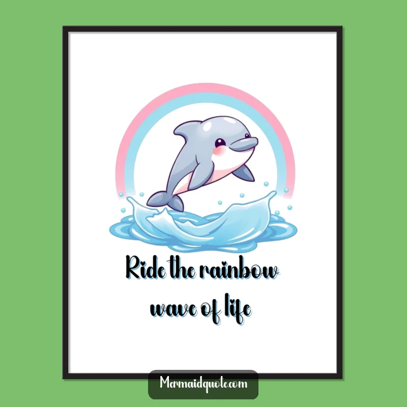 Free Printable Dolphin Wall Art: Rainbow Leap Downloadable Decor