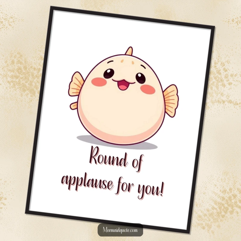 Funny Free Printable Pufferfish Wall Art: A shy pufferfish comically inflates into a perfectly round, humorous shape.