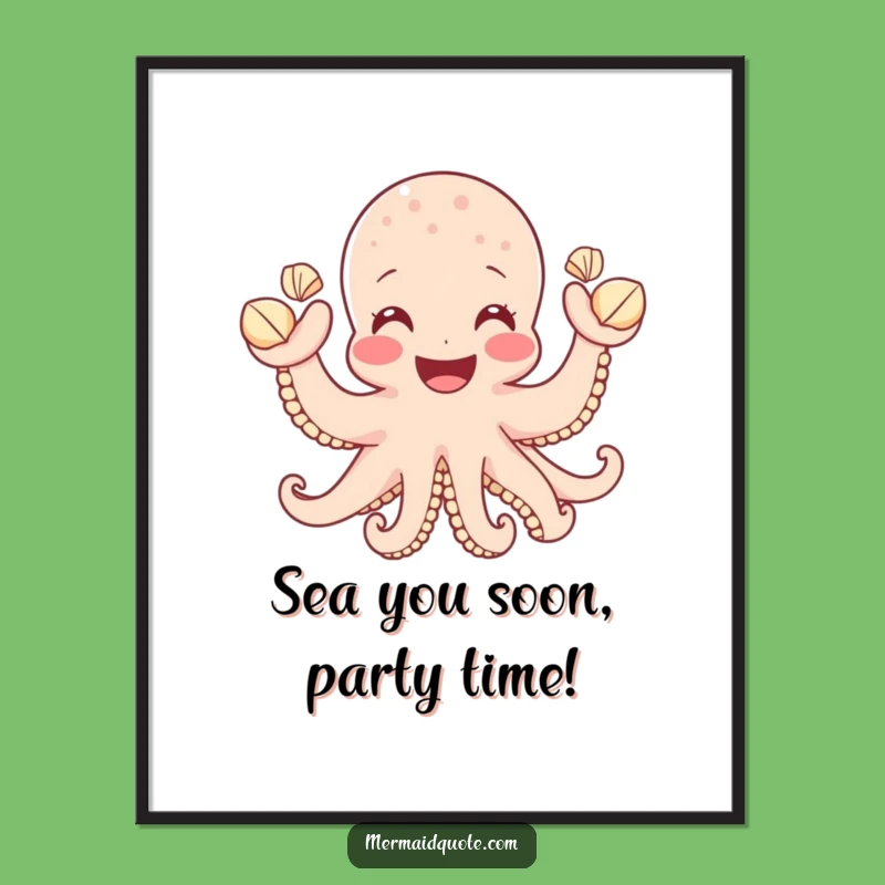 Free Printable Octopus Wall Art: Seashells Funny Downloadable Art Gift