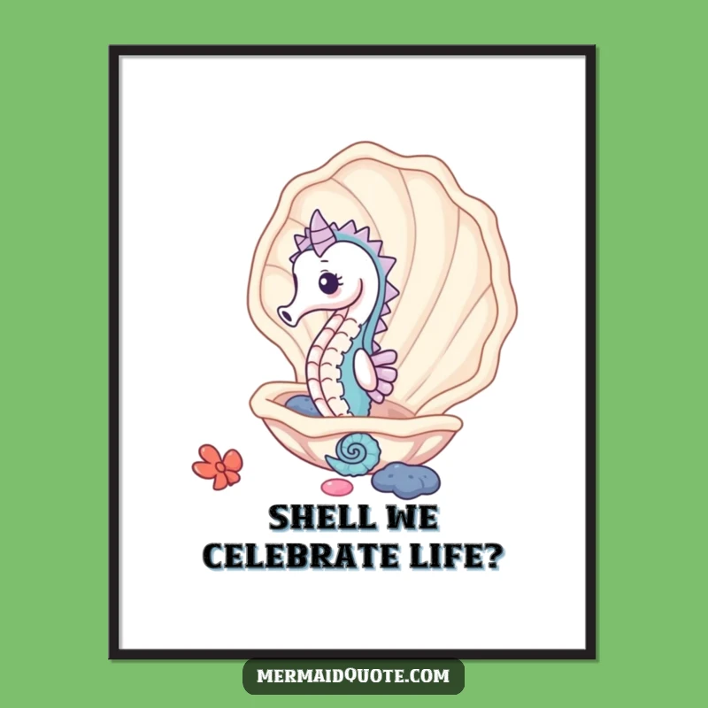 Funny Free Printable Seahorse Wall Art - Cute Undersea Peek