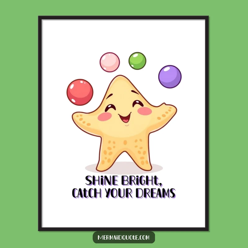 Free Printable Starfish Wall Art - Juggling Pearls Playful Scene Download