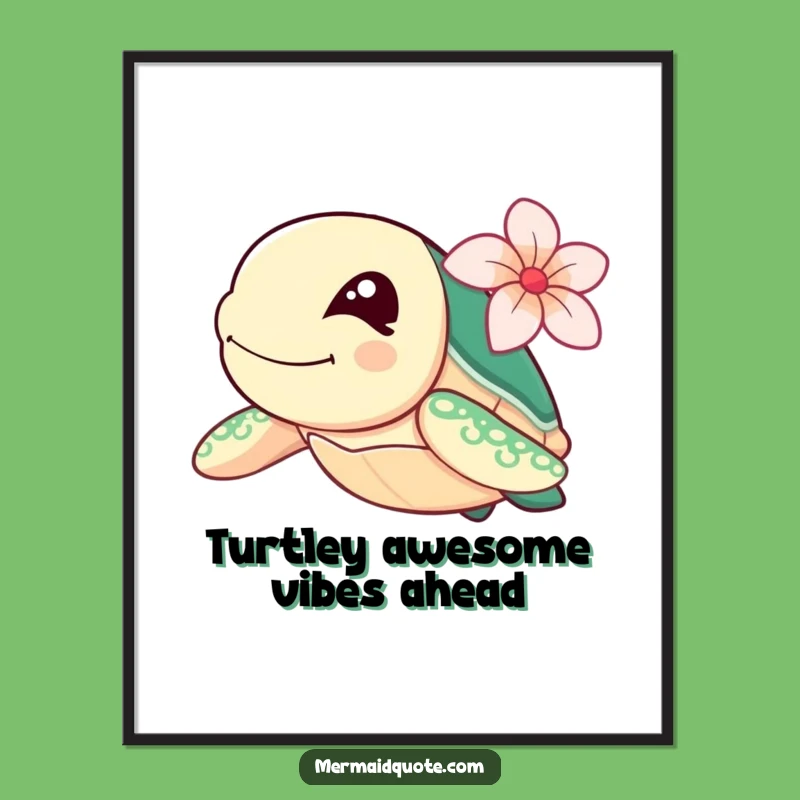 Free Printable Sea Turtle Wall Art: Funny Winking Turtle Downloadable Art Gift