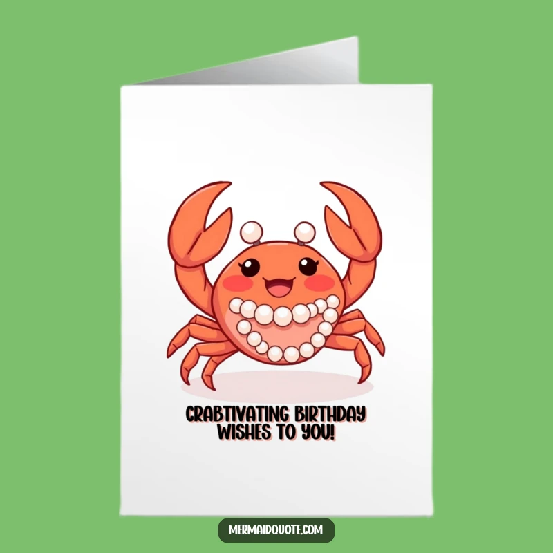 Free Printable Birthday Card: Joyful Crab Wears Pearls! Funny Downloadable Gift