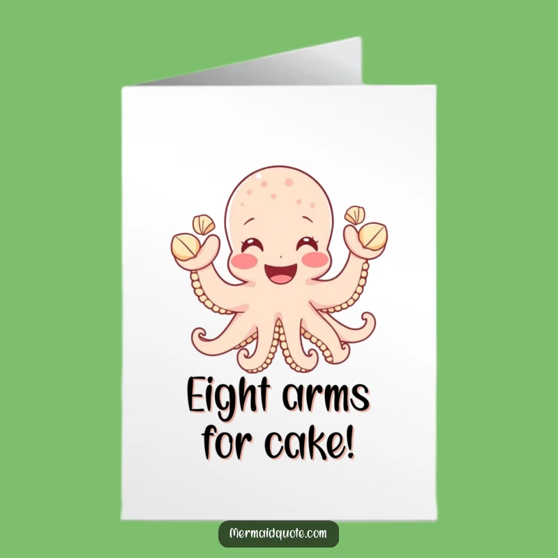 Free Printable Octopus Birthday Card: Seashells Funny Downloadable Gift for Him or Her