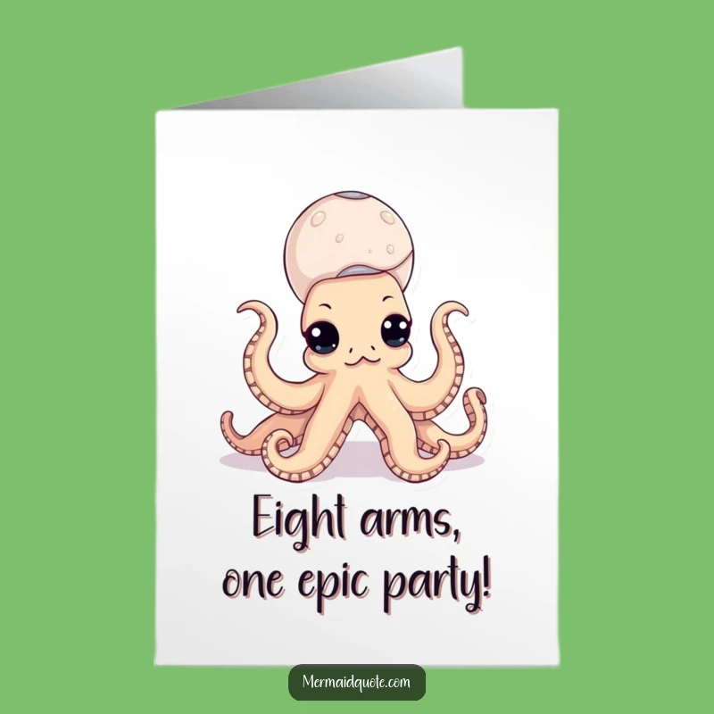 Free Printable Funny Octopus Birthday Card: Hilarious Seashell Balancing Act Downloadable Gift