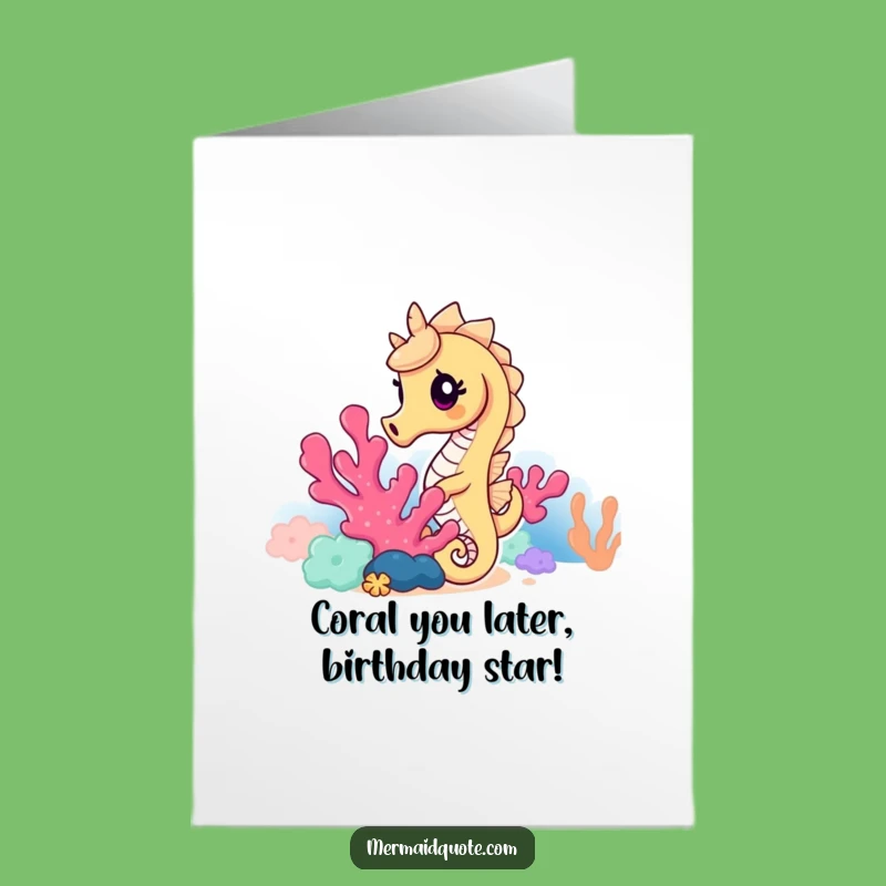 Free Printable Birthday Card: Curious Seahorse Peeking - Funny Downloadable Gift