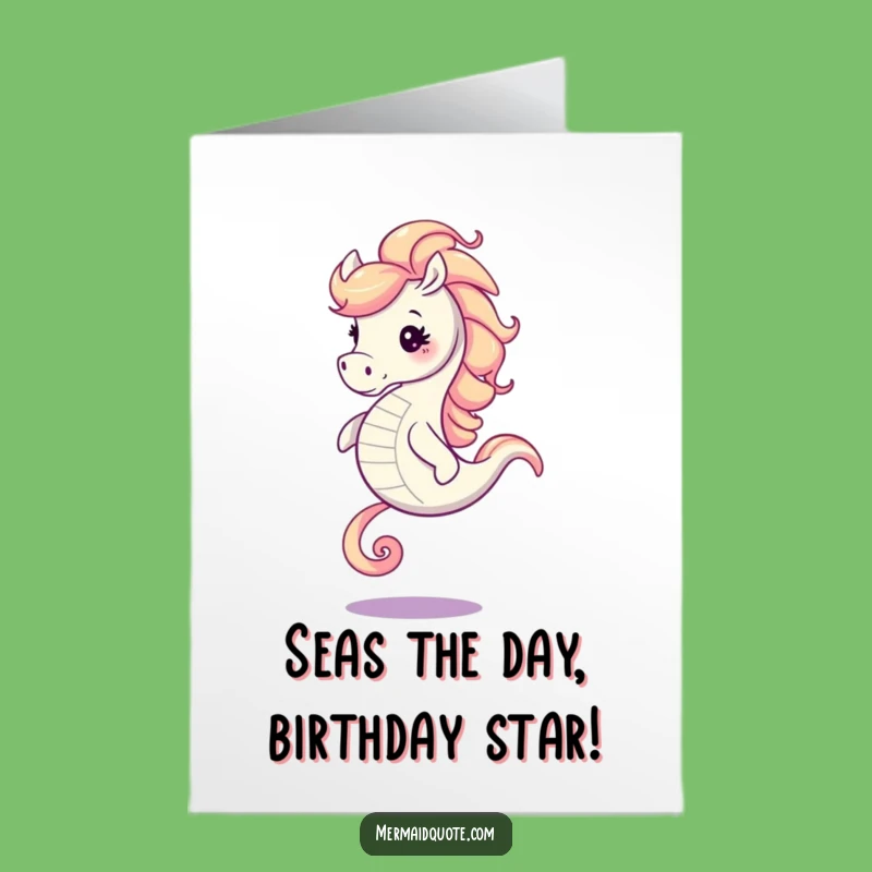 Free Printable Birthday Card: Joyful Seahorse Galloping, Fun Downloadable Gift
