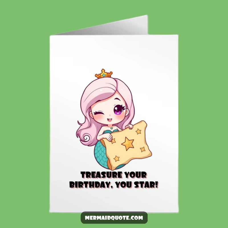 Free Printable Birthday Card: Winking Mermaid Treasure Map Funny Gift