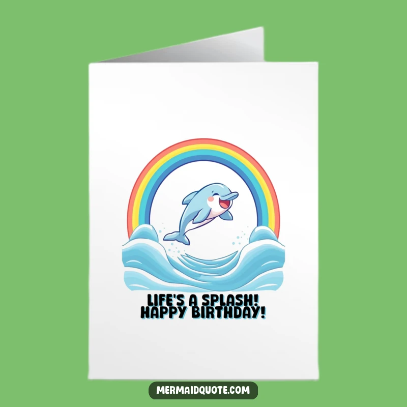 Free Printable Funny Dolphin Rainbow Birthday Card: Hilarious Downloadable Gift for Ocean Lovers