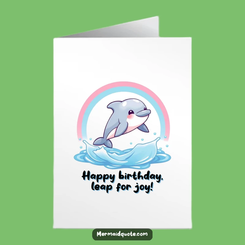 Free Printable Dolphin Birthday Card: Rainbow Leap Downloadable Gift