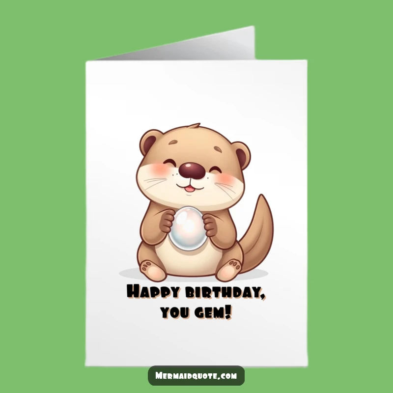 Free Printable Otter Birthday Card: Delightful Pearl Downloadable Gift
