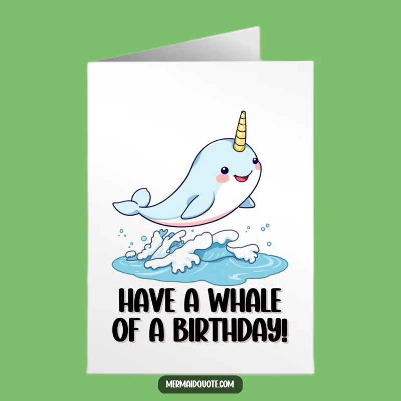 Free Printable Birthday Card: Kawaii Narwhal's Gleeful Leap for Birthday Fun