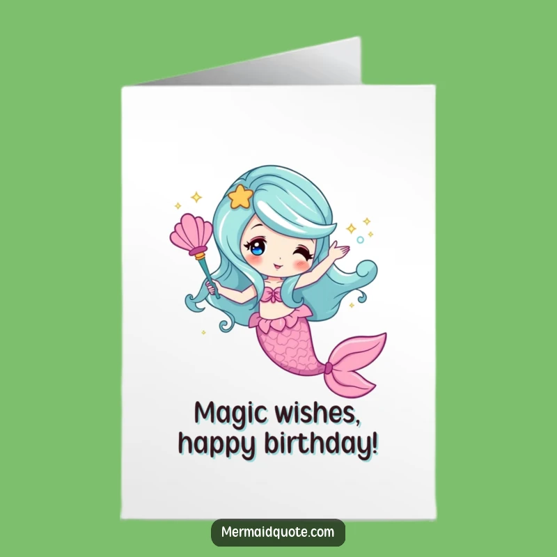 Magical Free Printable Birthday Card: Mermaid Wand Sparkle Fun Downloadable Gift