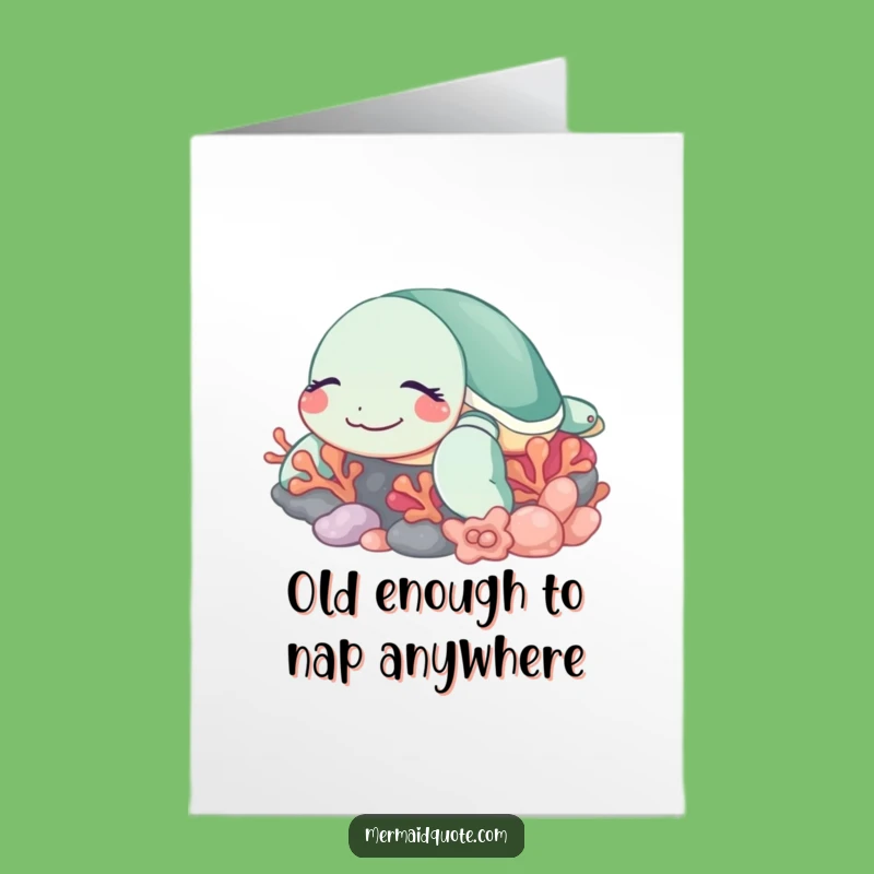 Free Printable Sleepy Turtle Birthday Card: Peaceful Smiles Downloadable Gift