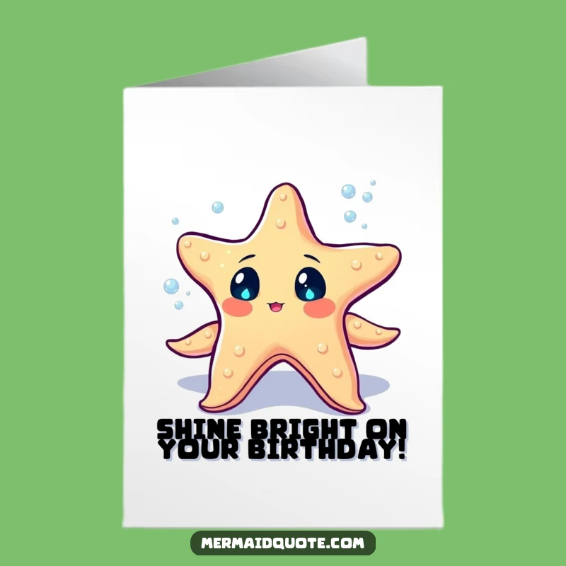 Free Printable Birthday Card: Starfish Juggling Pearls for a Sparkling Celebration