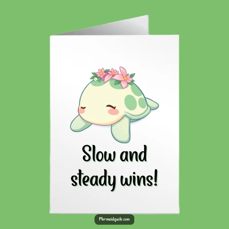 Free Printable Sleepy Turtle Birthday Card: Flower Crown Funny Downloadable Gift