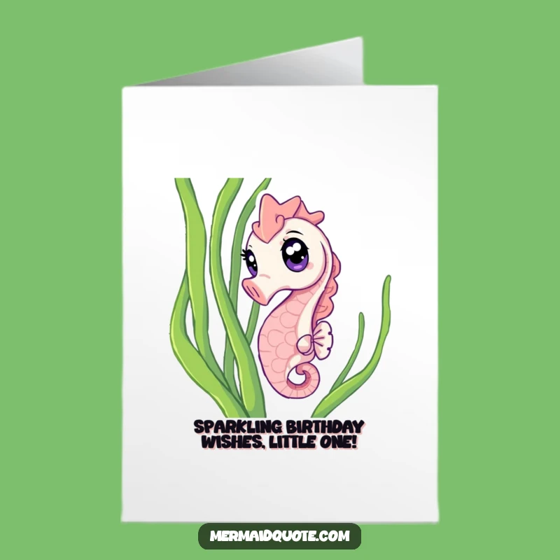 Free Printable Birthday Card: Curious Seahorse Sparkle Funny Downloadable Gift