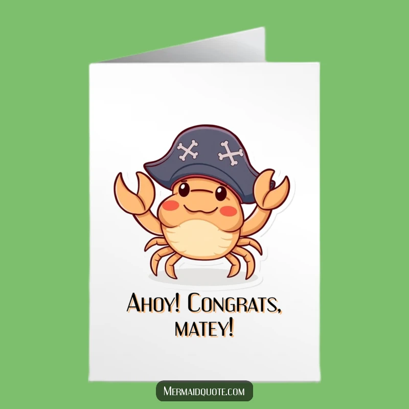 Free Printable Congrats Card: Pirate Crab Arrr-mazing Success Funny Downloadable
