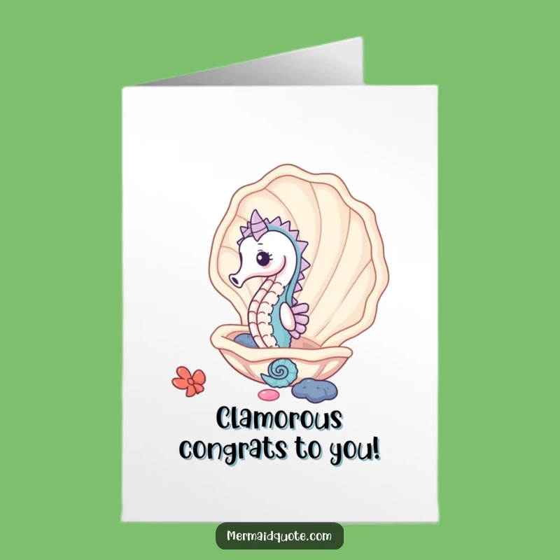 Free Printable Seahorse Congrats Card - Funny Shell Surprise